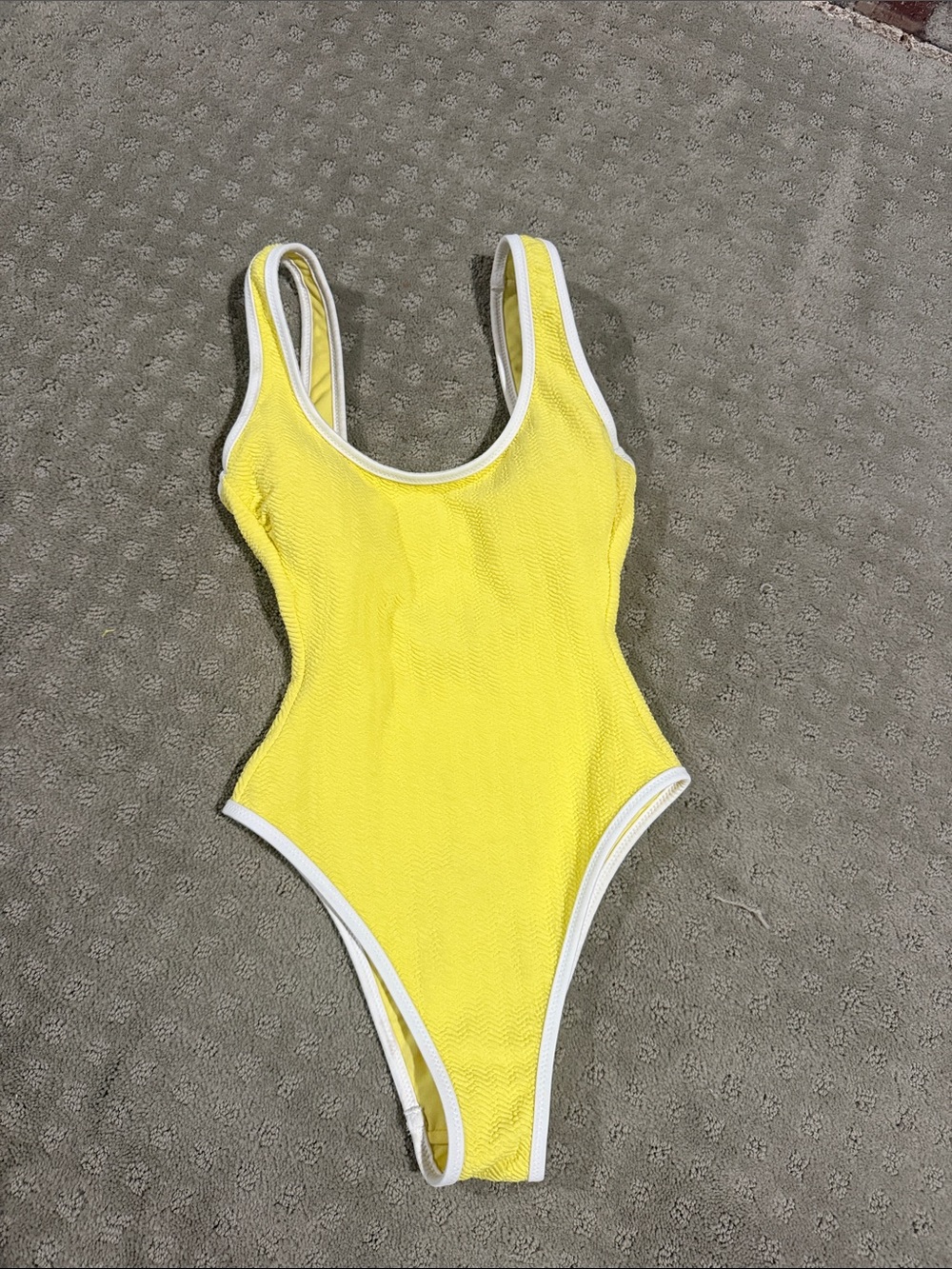 No Boundaries Yellow One-Piece Swimsuit with White Trim